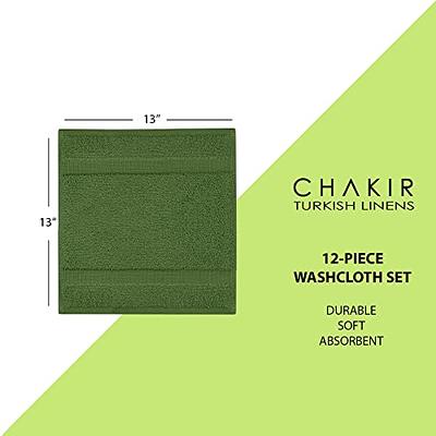 Chakir Turkish Linens 100% Cotton Premium Turkish Washcloths | 13'' x 13''  (Washcloth-12 Piece - White)