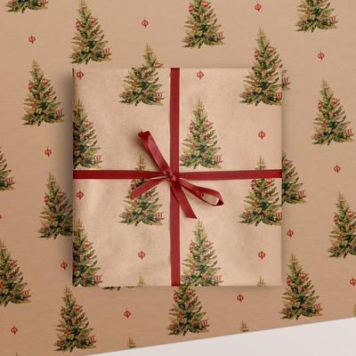 Rustic Stripe Eco Wrapping Paper Red