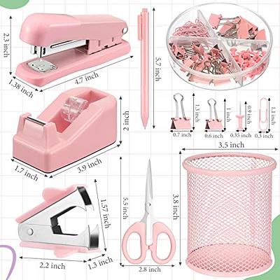 Pink Marble Desk Accessories Office Supplies Set Marble Stapler Tape  Dispenser Paper Clips Pencil Cup Pink