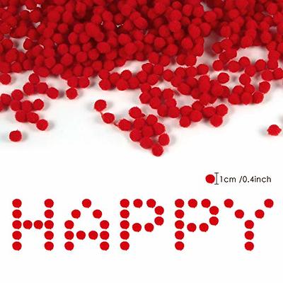 Caydo 500Pcs Red Pom Poms, 1Cm Small Pom Poms Balls For Kids Diy