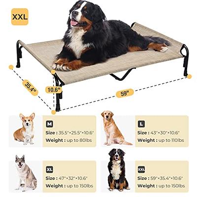 Outdoor Elevated Dog Bed - 49in Cooling Pet Dog Beds for Extra Large Medium Small Dogs - Portable Dog Cot for Camping or Beach, Durable Summer Frame W