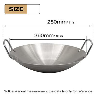 Hemoton Stainless Steel Wok Round Bottom Wok Large Fry Pan Large Capacity  Saute Pan