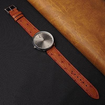 vinacreations 20mm Light Brown Genuine Slim Ostrich Leather Watch