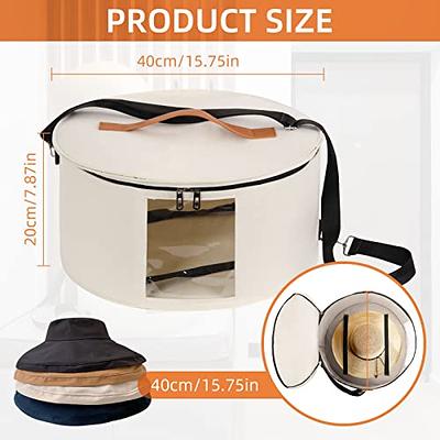 Foldable Round Hat Storage Box with Lid, Stuffed Animal Toy