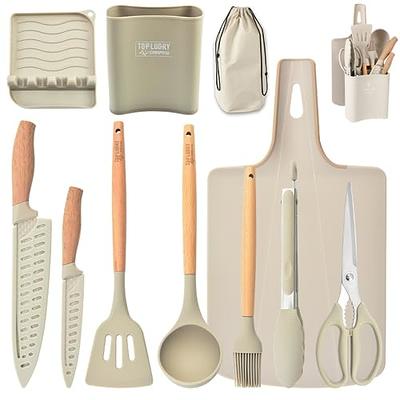 NCUE Kitchen Utensils Set with Holder, 26 pcs BPA Free Non-stick, Wooden  Handle Heat Resistance Sili…See more NCUE Kitchen Utensils Set with Holder