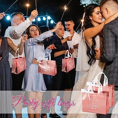  Ctosree 50 Pcs Wedding Gift Bag Thanks for Celebrating with Us  Paper Bags Gold Wedding Gift Bags with Handle for Hotel Guests Wedding Gift  Bag for Bridal Shower Party Favors 