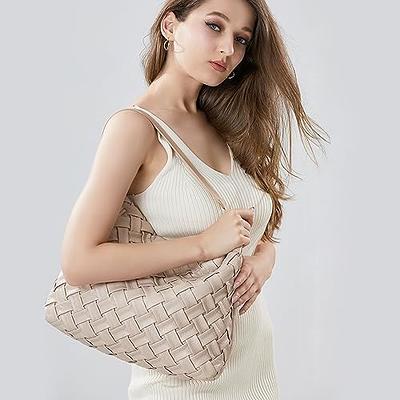 Dyalsa Woven Purses for Women,2PCS Woven Tote Bag, Vegan Leather