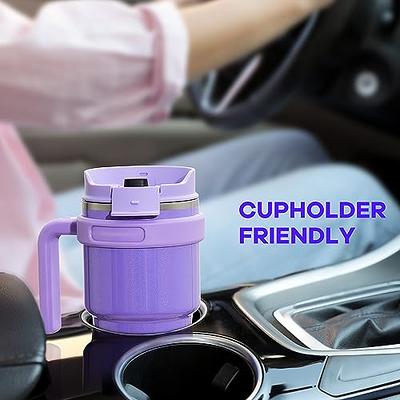 20 oz Stainless Steel Tumbler Double Wall Vacuum Insulated Coffee Cup  Travel Mug with Straws No Handle (Purple)