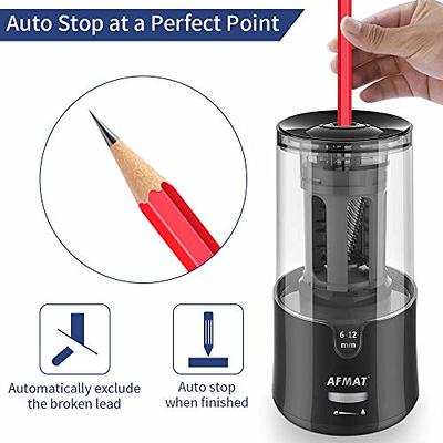 AFMAT Electric Pencil Sharpener for Colored Pencils, Auto Stop, Super Sharp  