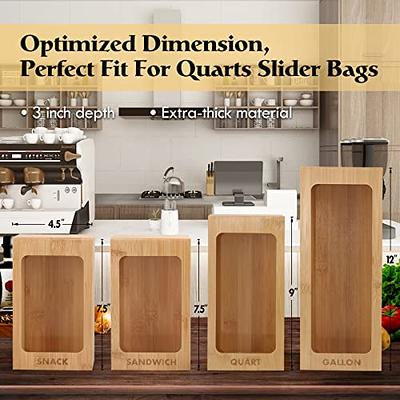 Ziplock Bag Storage Organizer for Kitchen Drawer,Food Storage Bag Holders  for Drawer,Wood Baggie Organizer Storage Dispenser,Sandwich Bag Organizer