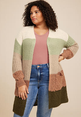Maurices Plus Size Women's Striped Chunky Knit Cardigan Green Size 2X - Yahoo  Shopping