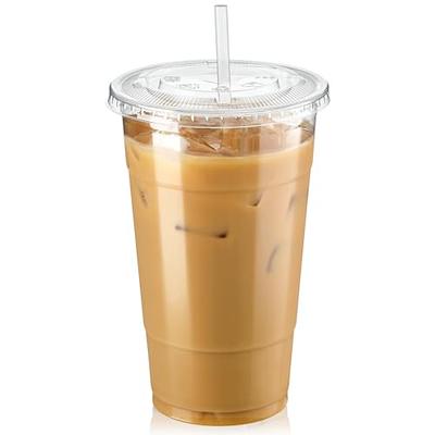 100 Pack] 16 oz Clear Plastic Cups with Flat Lids, Disposable Iced Coffee  Cups, BPA Free Premium Crystal Smoothie Cup for Party, Lemonade Stand, Cold  Drinks, Juice, Milkshake, Bubble Boba, Tea - Yahoo Shopping