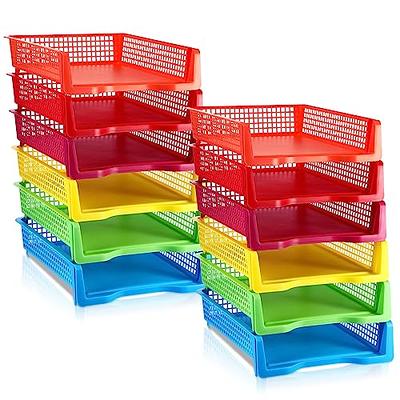 Zhehao 24 Pcs Paper Organizer Basket 13.6 x 10.2 x 3.3 Inch Classroom  Plastic Mesh Bins Colorful Organization Storage Trays Classroom Office Home  Baskets for Papers Crayon Pencils Toy File - Yahoo Shopping