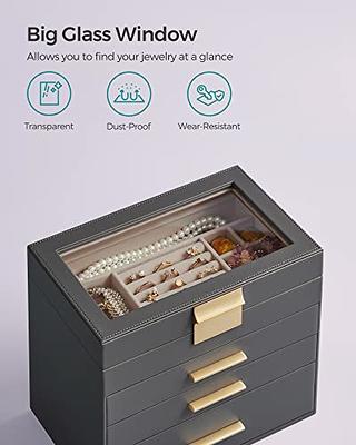 360° Rotating Jewelry Box with 5-Drawers, Graphite Black