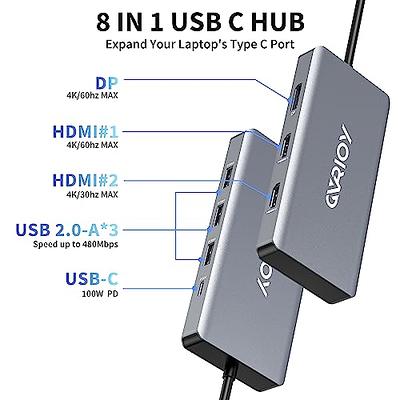 USB C to Dual HDMI Adapter, USB C Docking Station Dual Monitors for  Windows,USB C Adapter with Dual HDMI,3 USB Port,SD/TF, PD Port Compatible  for Dell