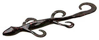 Zoom Lizard Fishing Bait, Black & Red Glitter, 6”, 9-pack, Soft
