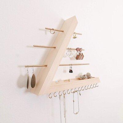 Rustic White Necklace Jewelry Organizer - Wall Mount Jewelry Holder -  Mounted Hanging Jewelry Storage Hooks For Necklace, Earrings, And Rings -  Farmho - Yahoo Shopping