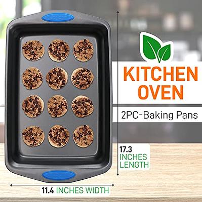 Nutrichef Nonstick Cookie Sheet Baking Pan - 2pc Large Metal Oven