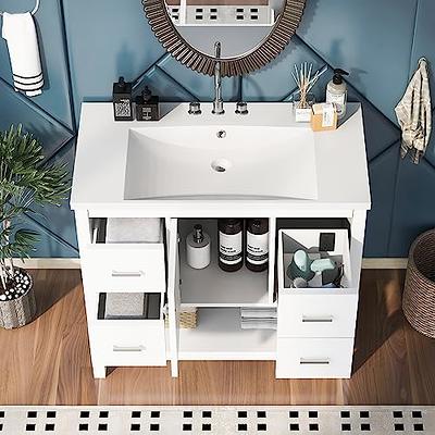 Bellemave 30 Inch Bathroom Vanity and Sink Combo,Double Door Freestanding  Bathroom Vanity Sink Set with Soild Wood Frame, Single Resin Vessel Sink