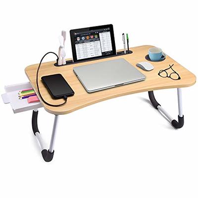 LORYERGO Lap Desk, Lap Desk for Laptop, Fits up to 15.6, Lap Stand for Bed  & Couch, Laptop Lap Desk with Cushion, w/Wrist Pad & Media Slot, for Adult