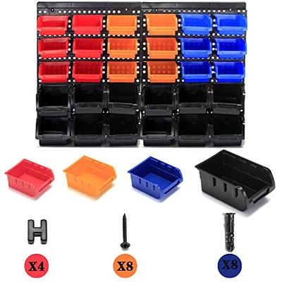 Wall Mounted Storage Bins Parts Rack 30 Bin Organizer Garage Plastic Shop  Tool