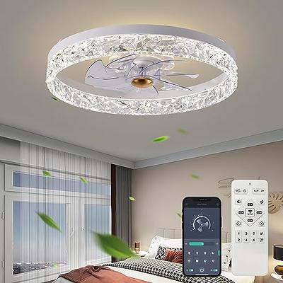 Oaks Aura DC2005 20in.LED Smart App Remote Control Ceiling Fans with Lights, Low Profile DC Motor Flush Mount Ceiling Fan for Bedroom