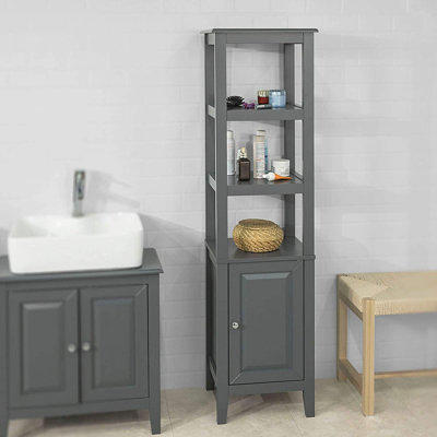 kleankin Tall Bathroom Storage Cabinet Freestanding Linen Tower