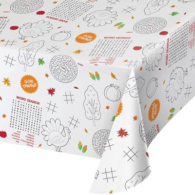 Kids Thanksgiving Activity Paper Table Cover 54 X 88