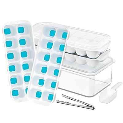 Ice Cube Trays with LId and Bin, Easy Release Ice Trays for