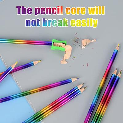 12 Pieces Rainbow Colored Pencils, 4 Color in 1 Rainbow Pencils