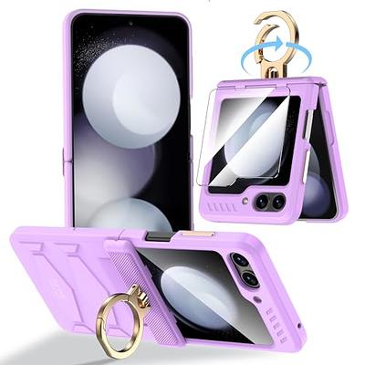 Z Flip 3 Case with Ring Holder Samsung Galaxy Z Flip 3 5G Cover Silicone  Slim Dual Layer [ Upgraded ] Protection Shockproof - Purple