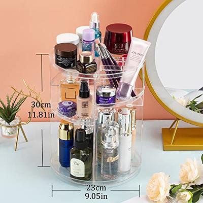 360 Rotating Makeup Organizer,Large Capacity&Adjustable Multi-Function  Cosmetic Storage Box,The Perfect Makeup Organizer On The Dresser