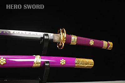 HERO SWORD Roronoa Zoro Katana, Yama Enma Anime Samurai Cosplay Sword,  Handmade Real Metal Japanese Katana,Original Texture, 1060 Carbon Steel  Purple Black Blade Full Tang Sharp Weapon - Yahoo Shopping