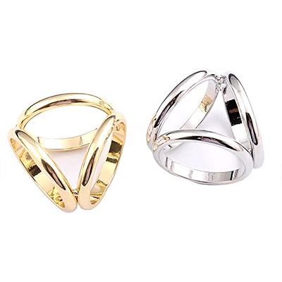 2 PCS Golden + Silver Scarf Three Ring Buckle Hollow Silk Scarf Clasp Clips  Rings Clasp Holder Jewelry Accessories for Neckerchief Shawl - Yahoo  Shopping