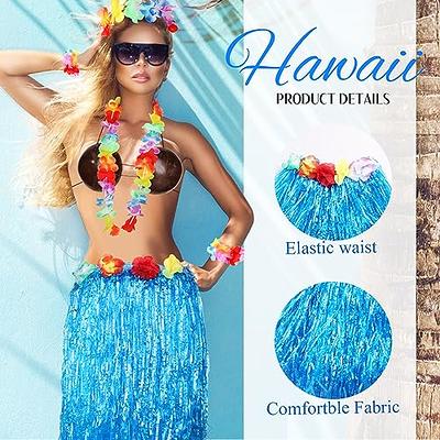 Unittype 12 Pcs 24 Inch Hawaiian Luau Hula Grass Skirts Hawaiian Luau Dance  Grass Dress for Women Girls Summer Party Costume(Straw Color)