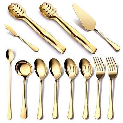 Gold Kitchen Utensils Set, Standcn 9 Pcs 304 Stainless Steel All Metal Cooking Tools with Meat Fork, Solid Spoon, Slotted Spoon, Spatula, Ladle