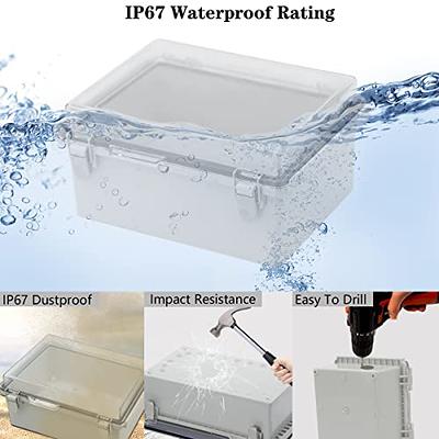 YETLEBOX Waterproof Electrical Box with Mounting Plate 220x170x110mm, IP67  Junction Box Hinged Clear Cover ABS Project Boxes for Electronics DIY