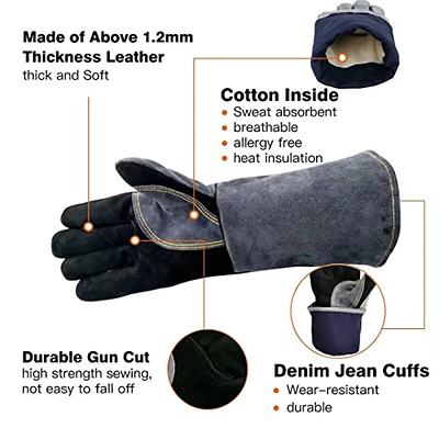 Denim and Leather Pot Holder and Oven Mitt