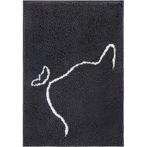 Frisco Microfiber Chenille Paw Print Dog & Cat Mat, Dark Gray