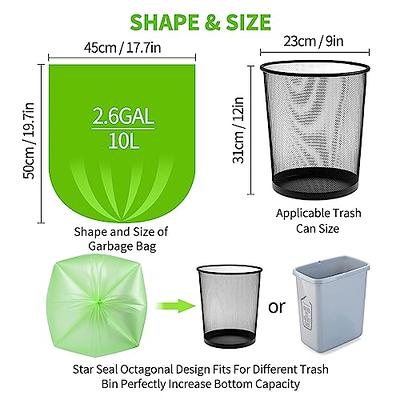 200 Pack] 2.6 Gallon Biodegradable Trash Bags, Eco-Friendly, Unscented,  10L Small Size Bags for Bathroom Bedroom Office Kitchen Trash Can