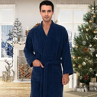 Linum Home 100% Turkish Cotton Personalized Terry Bath Robe - Navy