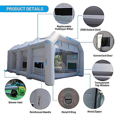 BENTISM Inflatable Paint Booth 20x10x8ft Inflatable Spray Booth Car Paint  Tent with 480W+750W Filter System Blower