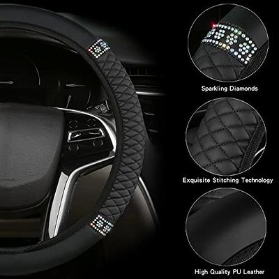 Black Rhinestone Car Interior Accessories Diamond Steering Wheel