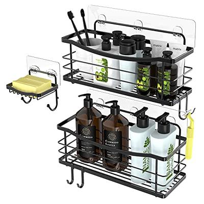 Winproper Shower Caddy, 4 Pack Adhesive Shower Organizer with Soap Holder  and Toothbrush Holder,Shower Shelf for Inside Shower with 8 Hooks, SUS 304