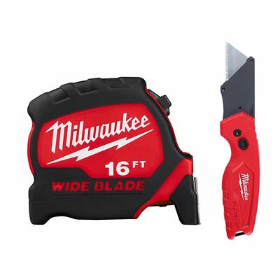 Milwaukee 16 ft. x 1-5/16 in. W Blade Tape Measure with 16 ft. Reach and  4-1/2 in. Trim Square (2-Piece) - Yahoo Shopping