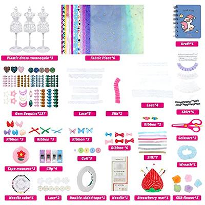 600+Pcs Fashion Designer Kits for Girls Gifts 6 7 8 9 10 11 12 Years Old, Girls' Fashion Creativity DIY Arts & Crafts Kit with 4 Mannequins for Girls  Birthday Gift,Sewing Kit for Kids Ages 8-12