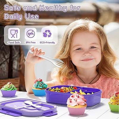 TIME4DEALS Kids Bento Lunch Box 4-Compartment Lunch Container Purple & Blue  - Yahoo Shopping