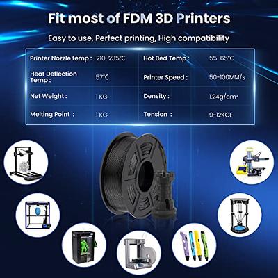 10 Pack SUNLU PLA+ 3D Printer Filament 1.75mm 1KG/ Spool Accuracy Black PLA  PLUS