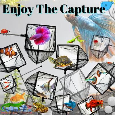 Aquarium Betta Fish Net Protect Delicate Fin, Soft Fine Deep Mesh Scooper  w/Sturdy Extendable 7