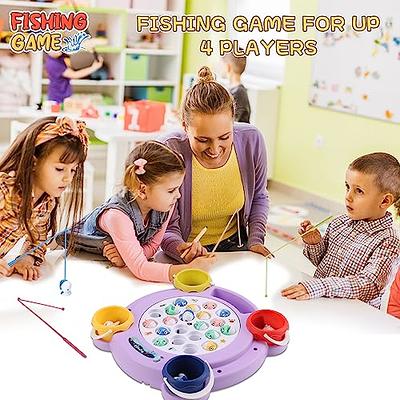 Pakoo Magnetic Fishing Game Toys, Rotating Board Game with Music